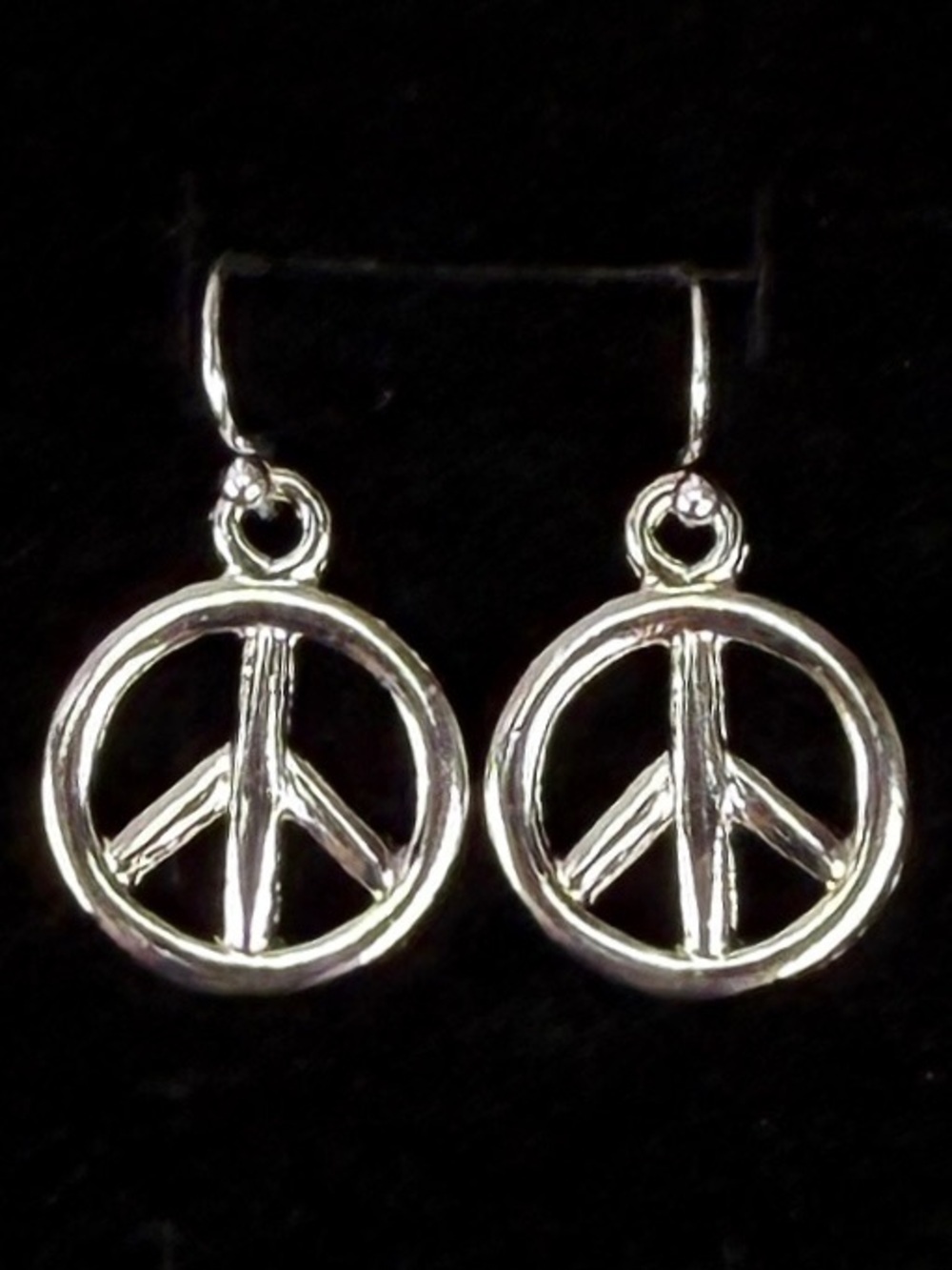 Simple Silvertone peace minimalist pierced earrings